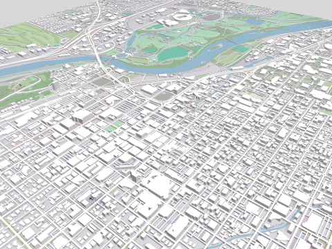 Cityscape Eugene Oregon USA 3D Model