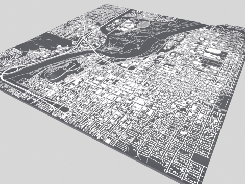 Cityscape Eugene Oregon USA 3D Model