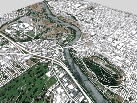 Cityscape Eugene Oregon USA 3D Model