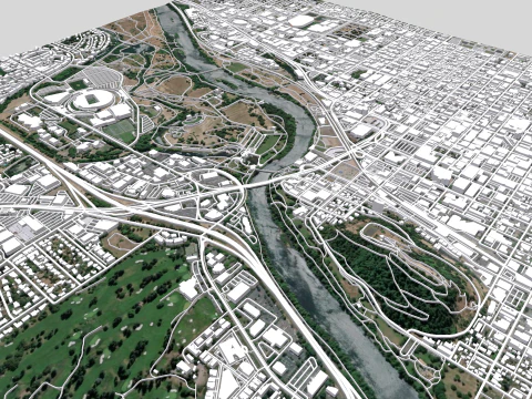 Cityscape Eugene Oregon USA 3D Model