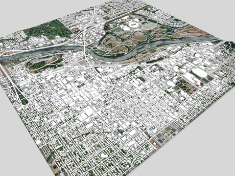Cityscape Eugene Oregon USA 3D Model
