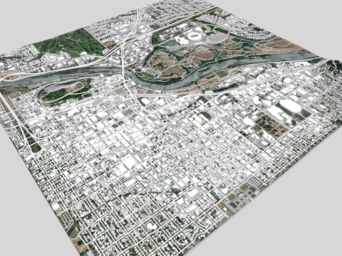 Cityscape Eugene Oregon USA 3D Model