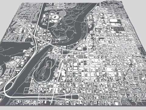 Cityscape Eugene Oregon USA 3D Model