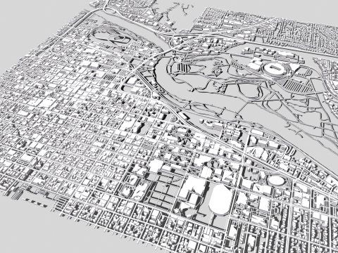 Cityscape Eugene Oregon USA 3D Model