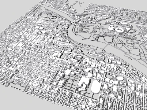 Cityscape Eugene Oregon USA 3D Model