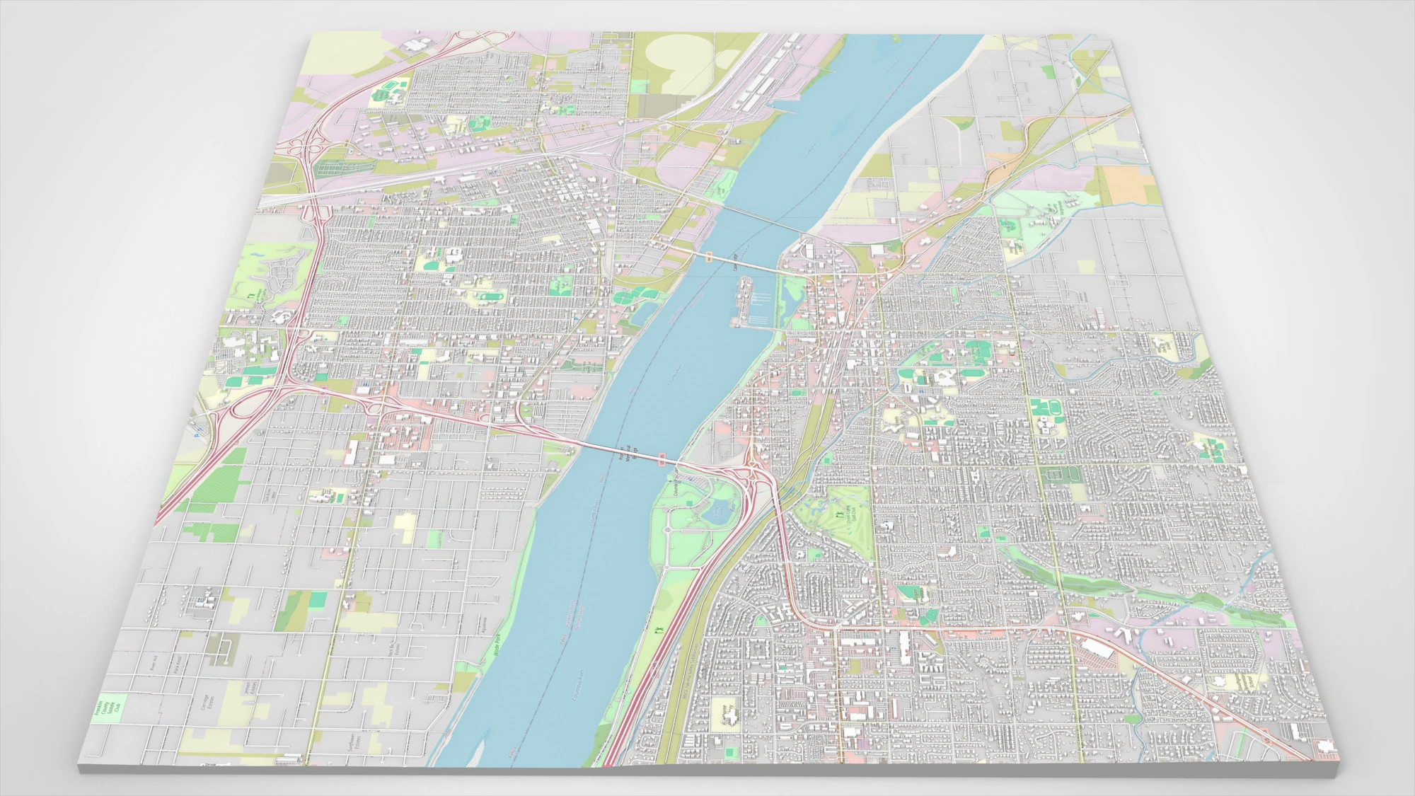 Cityscape Kennewick United States 3D Model .c4d .max .obj .3ds .fbx .stl .blend 