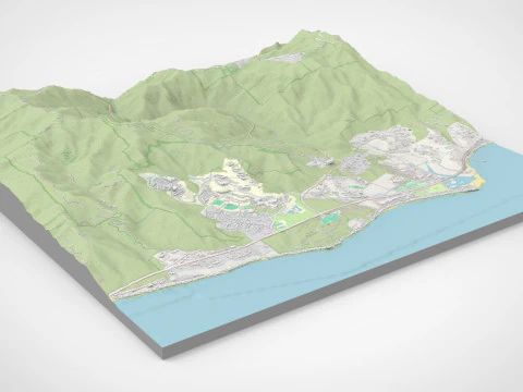 Paisagem urbana Malibu Condado de Los Angeles Calif&oacute;rnia Estados Unidos Modelo 3D