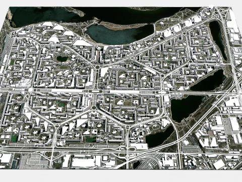 Cidade do fragmento de Kyiv Ucr&acirc;nia Obolon da paisagem urbana Modelo 3D