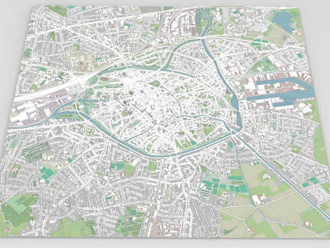 Cityscape Brugge Belgium Modello 3D