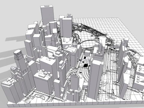 Cityscape New York USA fragment city 3D Model