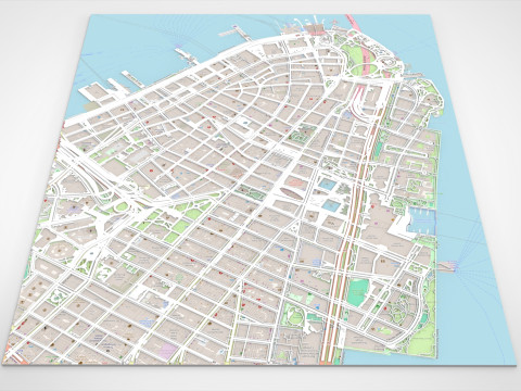 Cityscape New York USA fragment city Strets and roads Model 3D