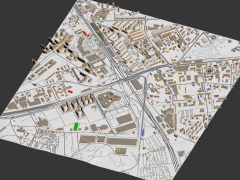 Streets and roads Lyubertsy Moscow region 3D Model
