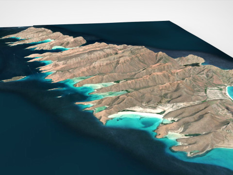 Island Isla Espiritu Santo California USA Modelo 3D