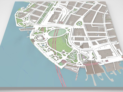 Cityscape New York USA fragment city Strets and roads Ready to 3d print Model 3D