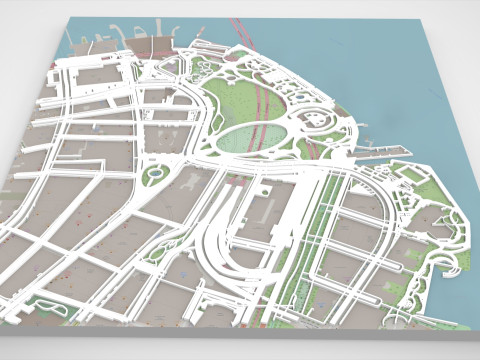 Cityscape New York USA fragment city Strets and roads Ready to 3d print 3D Модель