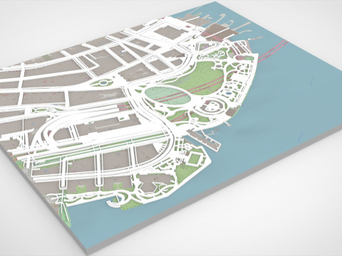 Cityscape New York USA fragment city Strets and roads Ready to 3d print 3D Модель