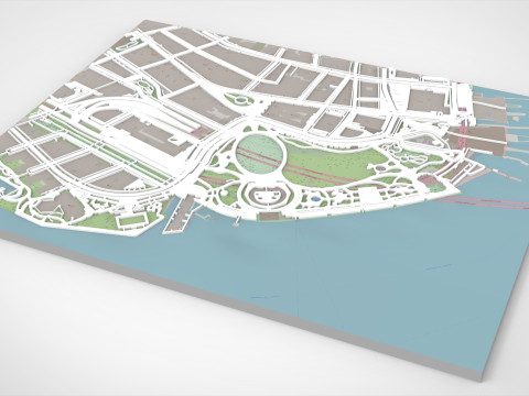 Cityscape New York USA fragment city Strets and roads Ready to 3d print 3D Модель