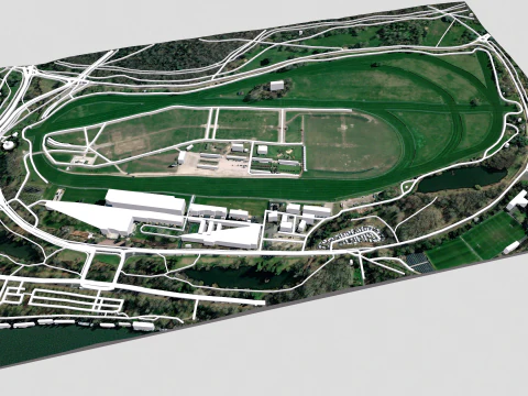 Longchamp hippodrome Paris France 3D Model