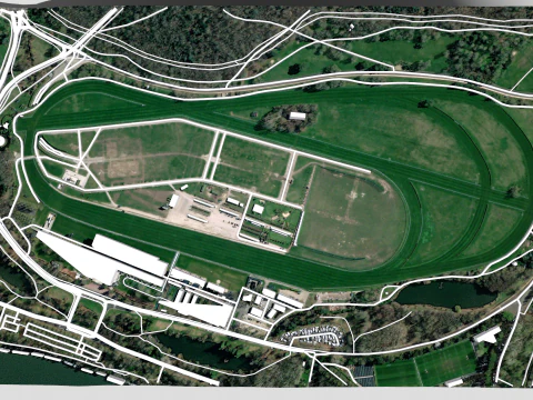 Longchamp hippodrome Paris France 3D Model