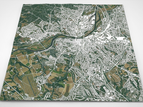 Cityscape Mulheim an der Ruhr Germany Modello 3D