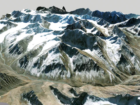 Paisagem montanhosa Geleira Baspa Bamak &Iacute;ndia Modelo 3D