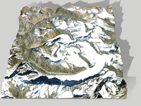 Mountain landscape Baspa Bamak Glacier India 3D Model