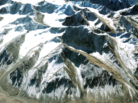 Mountain landscape Baspa Bamak Glacier India Modelo 3D
