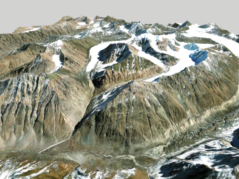 Mountain landscape Baspa Bamak Glacier India 3D Model