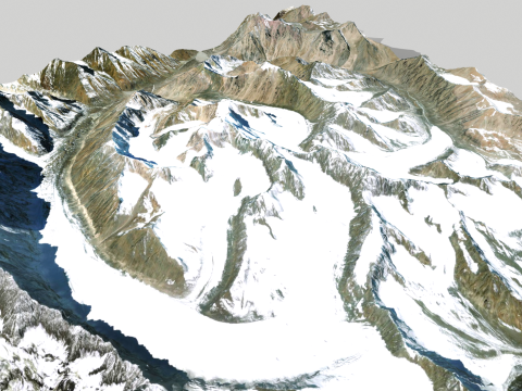 Mountain landscape Baspa Bamak Glacier India Modelo 3D