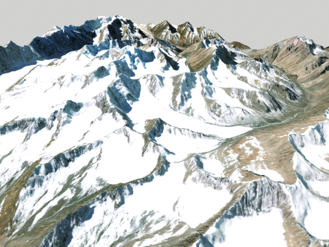 Mountain landscape Baspa Bamak Glacier India Modelo 3D