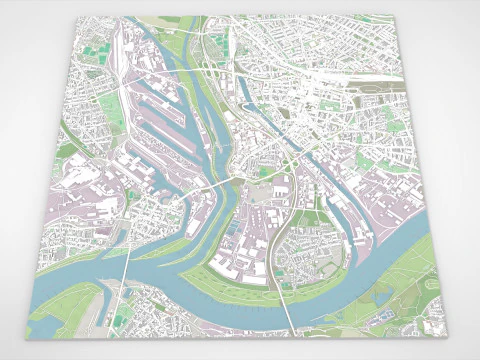 Paisagem urbana Deisburg Alemanha Modelo 3D