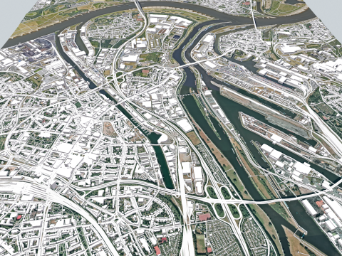 Cityscape Deisburg Germany Model 3D