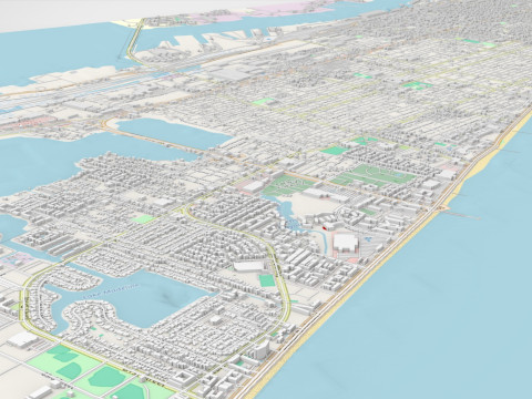 Cityscape Galveston Texas United States 3Dモデル