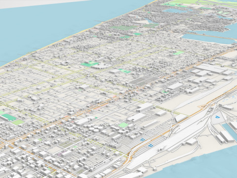 Cityscape Galveston Texas United States 3Dモデル