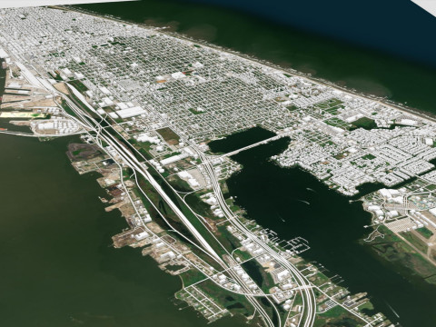 Cityscape Galveston Texas United States 3Dモデル