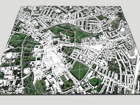 Cityscape Cambridge United Kingdom 3D Модель