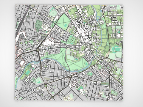 Cityscape Cambridge United Kingdom 3D Модель