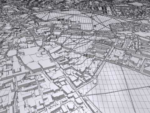 Cityscape Cambridge United Kingdom 3D Модель