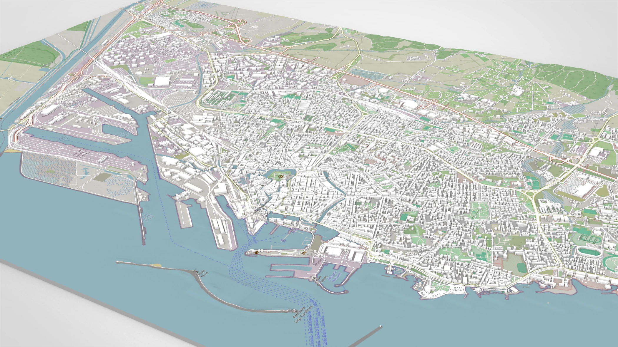 Cityscape Livorno Italy 3D Model .c4d .max .obj .3ds .fbx .stl .blend