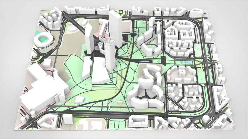Piazza Tre Torri Milano Italy 3D Модель .c4d .max .obj .3ds .fbx .stl .blend