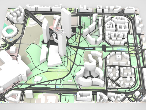 Piazza Tre Torri Milano Italy 3D Model