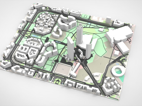 Piazza Tre Torri Milano Italy 3D Модель
