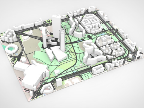 Piazza Tre Torri Milano Italy 3D Модель