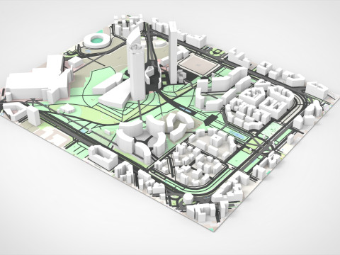 Piazza Tre Torri Milano Italy 3D Модель