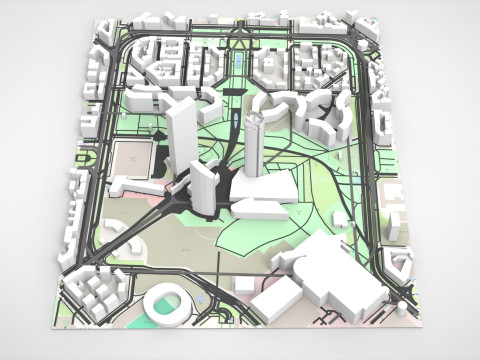 Piazza Tre Torri Milano Italy 3D Модель