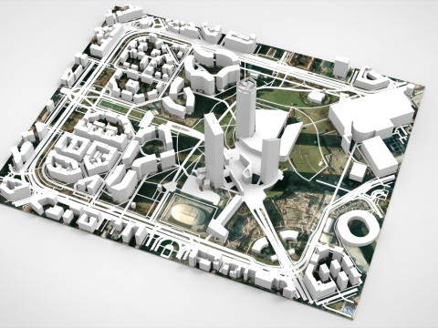 Piazza Tre Torri Milano Italy 3D Модель