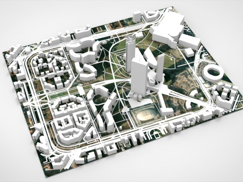 Piazza Tre Torri Milano Italy 3D Модель