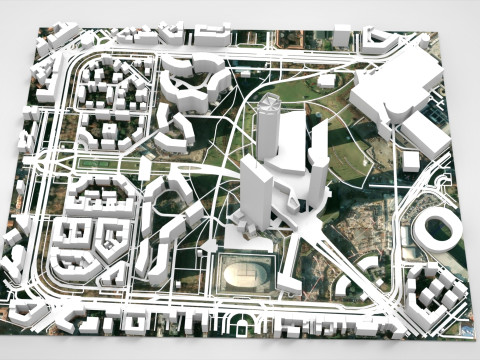 Piazza Tre Torri Milano Italy 3D Модель