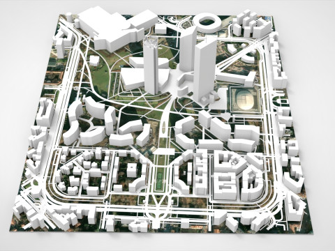 Piazza Tre Torri Milano Italy 3D Модель