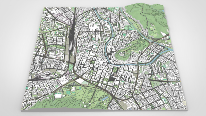 Cityscape Ljubljana Slovenia 3D Модель .c4d .max .obj .3ds .fbx .stl .blend